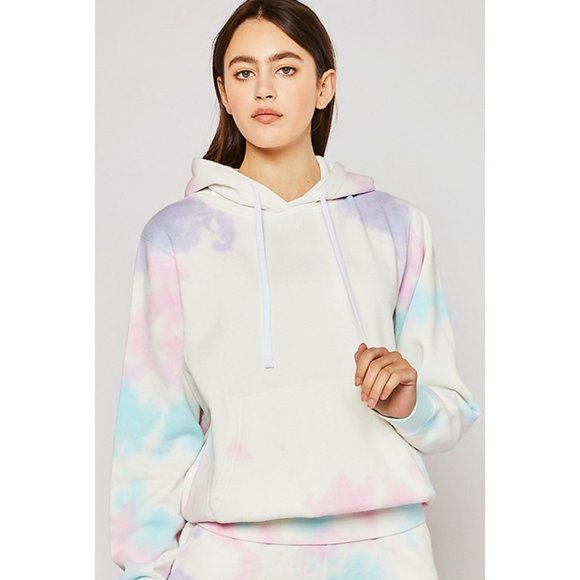 NEW Soft Fleece Tie Dye Hoodie Pullover Sweatshirt - Picture 2 of 8